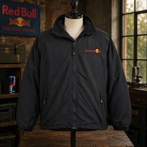 Vintage Red Bull Jacket Mens 3XL Black Fleece Lined Made in Canada Y2K